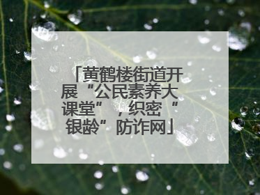 黄鹤楼街道开展“公民素养大课堂”，织密“银龄”防诈网