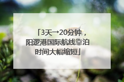 3天→20分钟，阳逻港国际航线靠泊时间大幅缩短