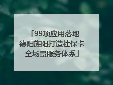 99项应用落地 德阳旌阳打造社保卡全场景服务体系